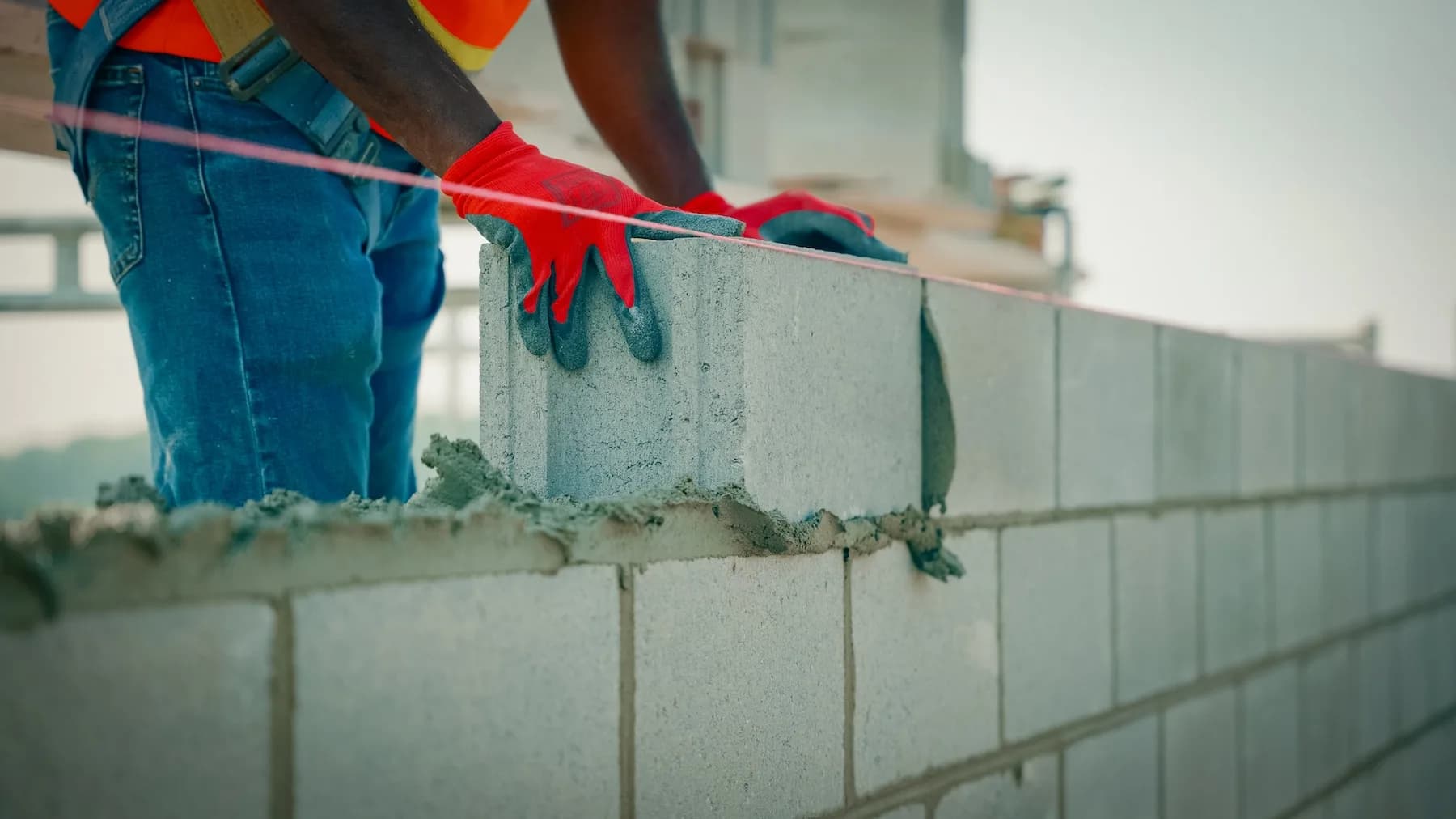 Structural block wall in progress, London, Ontario