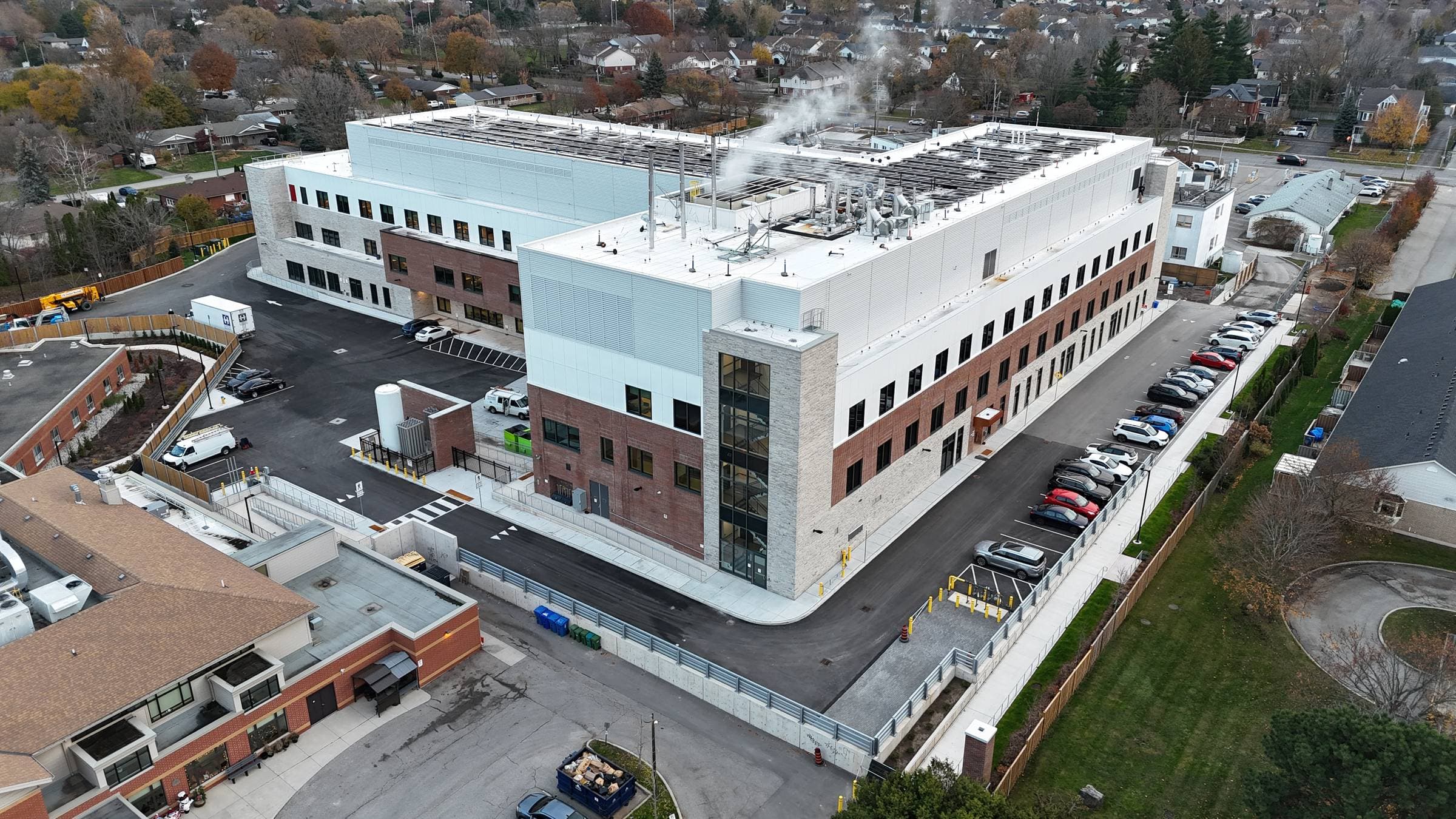 West Lincoln Memorial Hospital aerial view, Render Construction masonry, Grimsby, ON